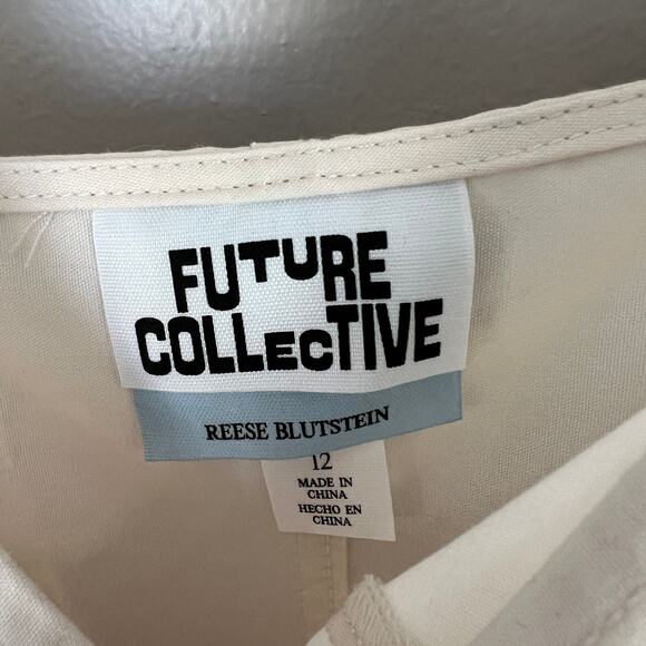 Future Collective Dress Women's 12 Strappy Cream Fit Flare Midi Reese Blutstein - Picture 11 of 13